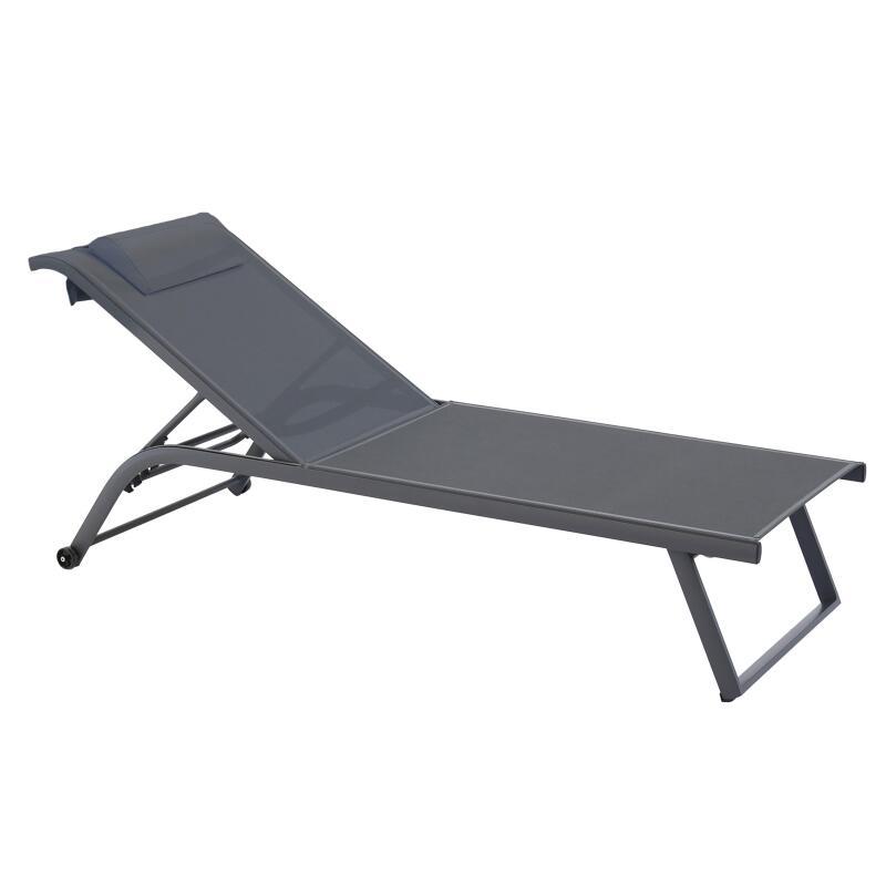 Set bestehend aus 2 Aluminium-Sonnenliegen mit Rädern, 4-fach neigbar