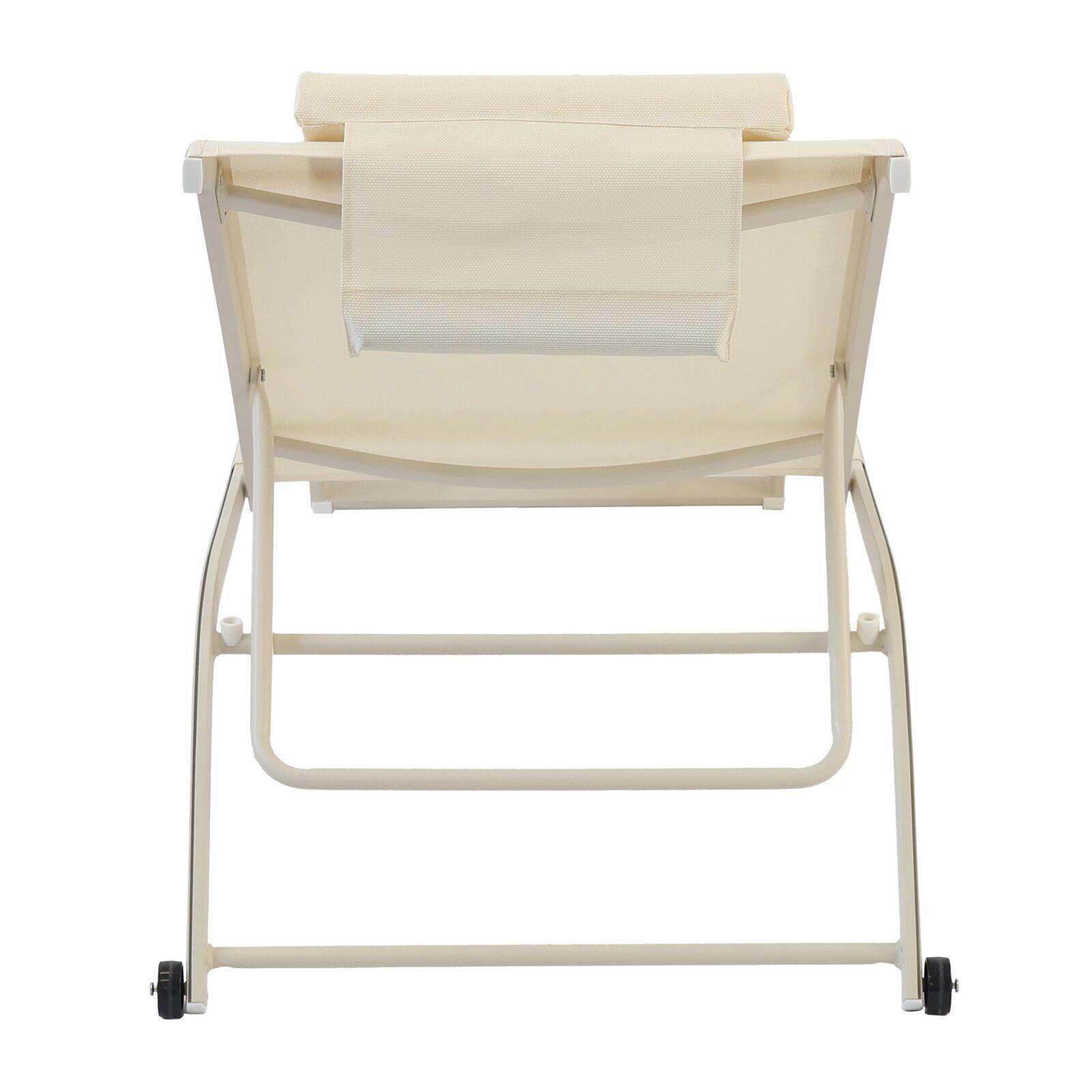 Set bestehend aus 2 Aluminium-Sonnenliegen mit Rädern, 4-fach neigbar