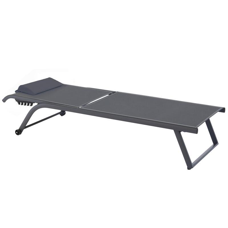 Set bestehend aus 2 Aluminium-Sonnenliegen mit Rädern, 4-fach neigbar