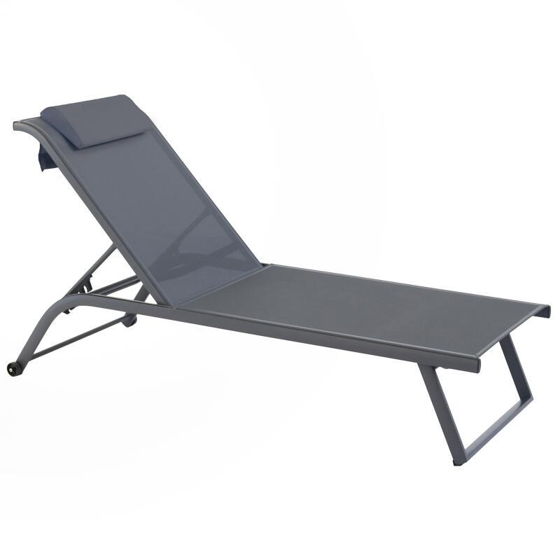 Set bestehend aus 2 Aluminium-Sonnenliegen mit Rädern, 4-fach neigbar
