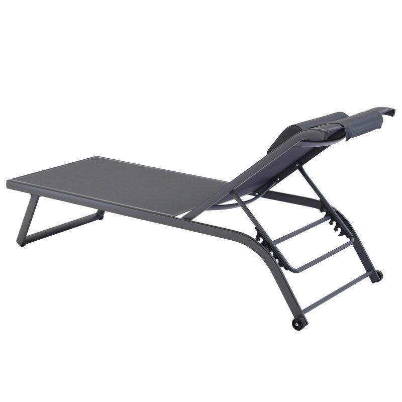 Set bestehend aus 2 Aluminium-Sonnenliegen mit Rädern, 4-fach neigbar