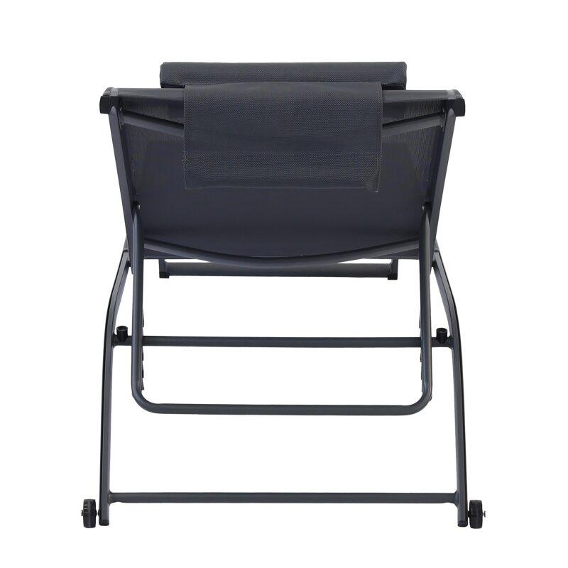 Set bestehend aus 2 Aluminium-Sonnenliegen mit Rädern, 4-fach neigbar