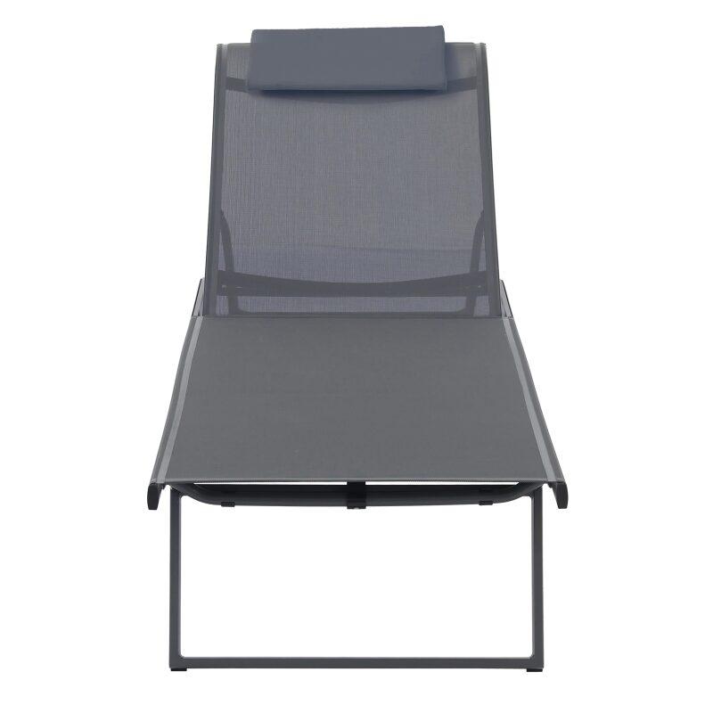 Set bestehend aus 2 Aluminium-Sonnenliegen mit Rädern, 4-fach neigbar