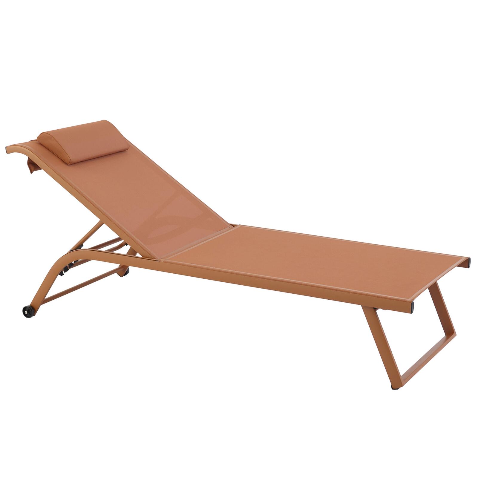 Set bestehend aus 2 Aluminium-Sonnenliegen mit Rädern, 4-fach neigbar