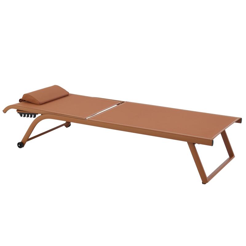 Set bestehend aus 2 Aluminium-Sonnenliegen mit Rädern, 4-fach neigbar