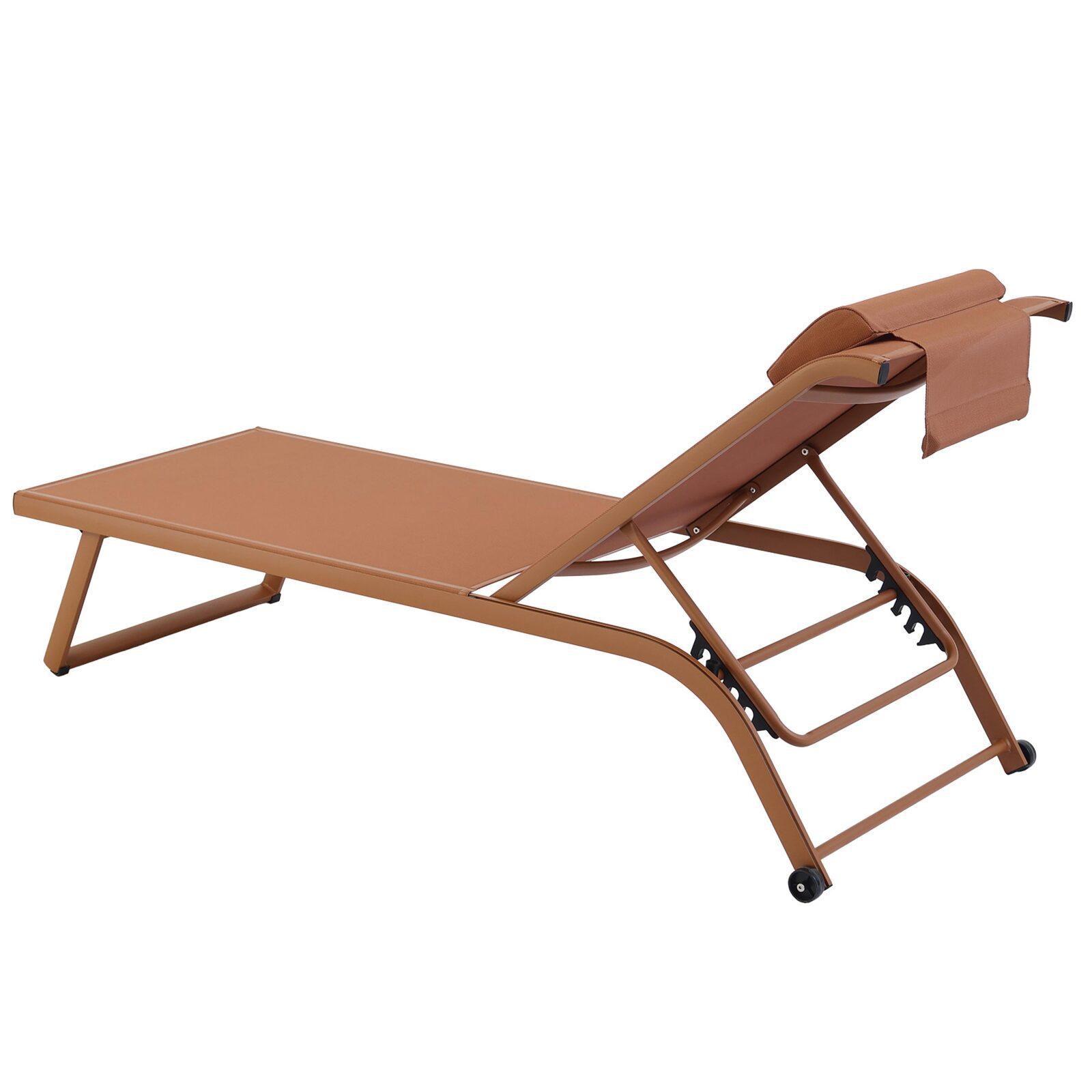 Set bestehend aus 2 Aluminium-Sonnenliegen mit Rädern, 4-fach neigbar