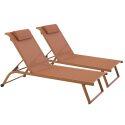 Set bestehend aus 2 Aluminium-Sonnenliegen mit Rädern, 4-fach neigbar