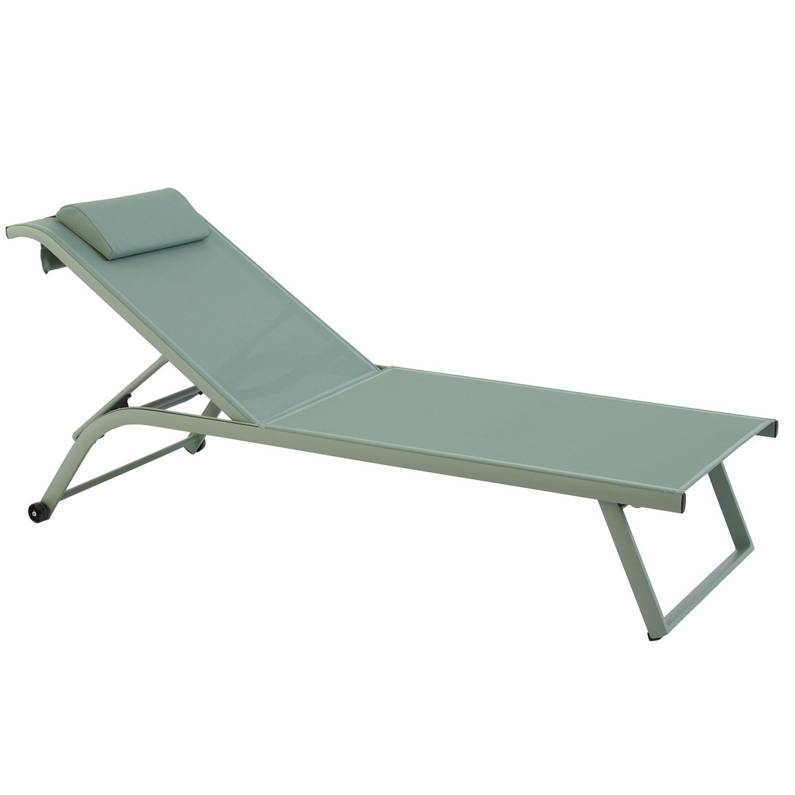 Set bestehend aus 2 Aluminium-Sonnenliegen mit Rädern, 4-fach neigbar