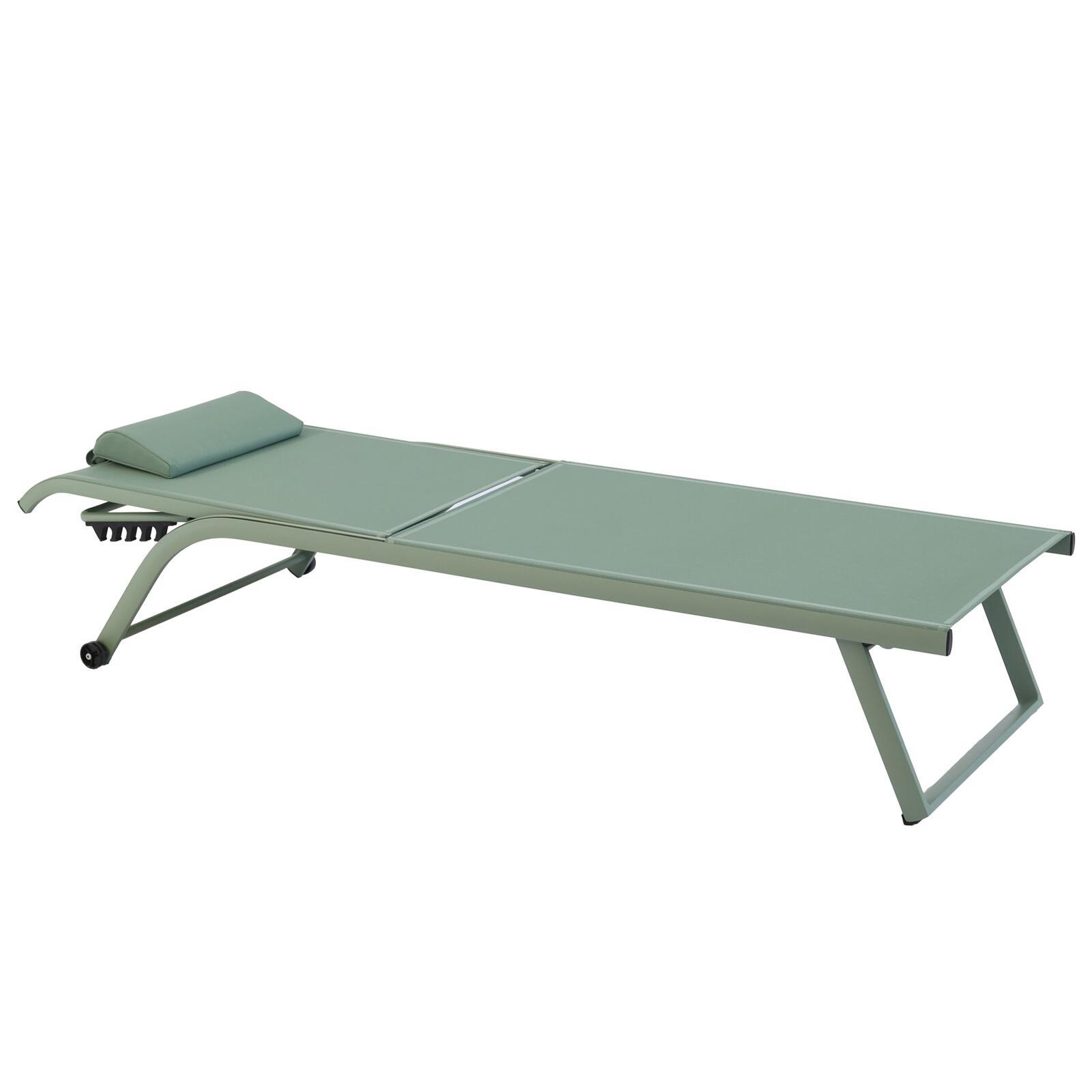 Set bestehend aus 2 Aluminium-Sonnenliegen mit Rädern, 4-fach neigbar