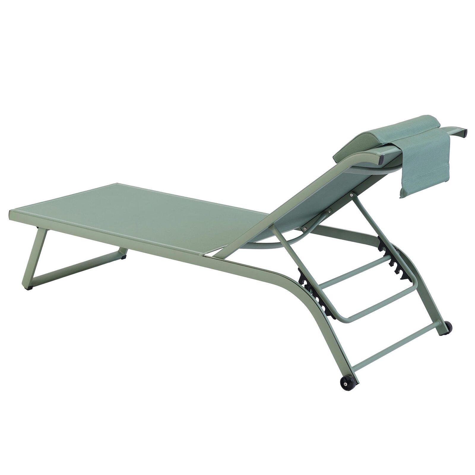 Set bestehend aus 2 Aluminium-Sonnenliegen mit Rädern, 4-fach neigbar