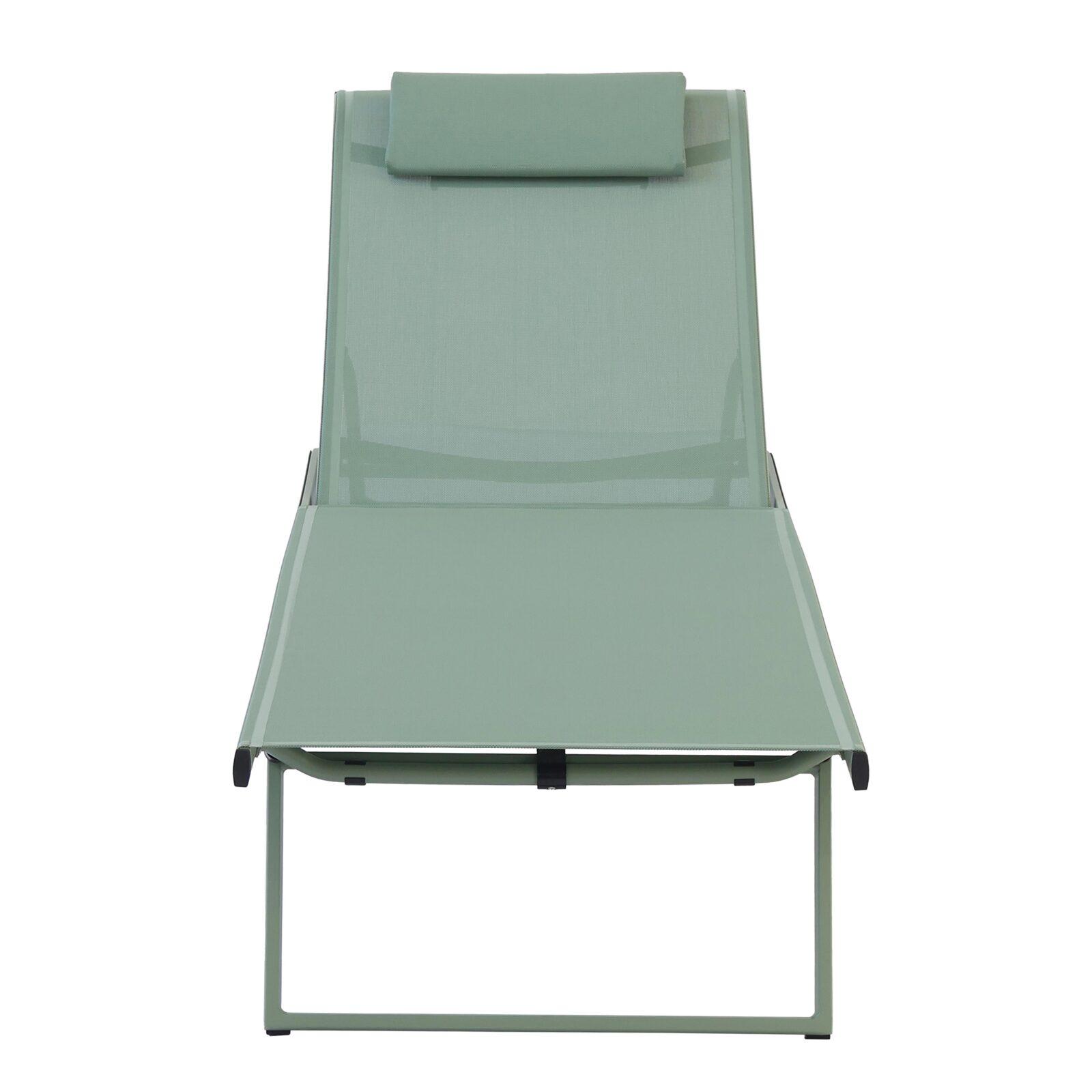 Set bestehend aus 2 Aluminium-Sonnenliegen mit Rädern, 4-fach neigbar