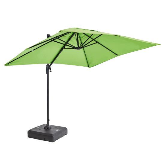 Ampelschirm 2x3 m rechteckig neigbar 360° drehbar und beshwerbare Platte auf Rädern 100L | Oviala