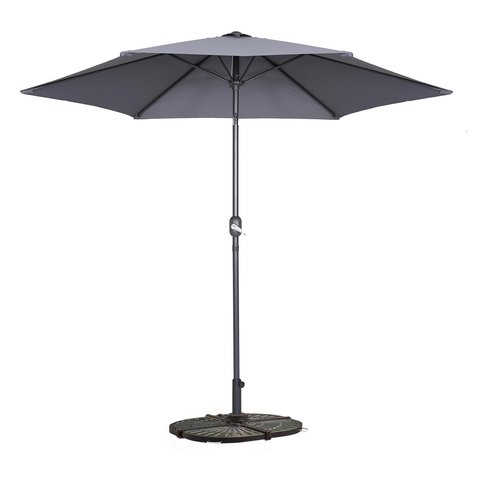 Gerade neigbares Sonnenschirm-Set (Ø3 m) mit Klappfuß und 4 beschwerten Platten Gerade neigbares Sonnenschirm-Set (Ø3 m) mit Klappfuß und 4 beschwerten Platten