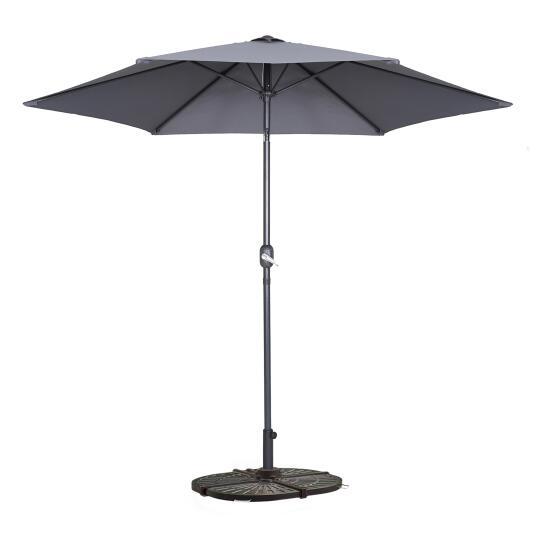 Gerade neigbares Sonnenschirm-Set (Ø3 m) mit Klappfuß und 4 beschwerten Platten