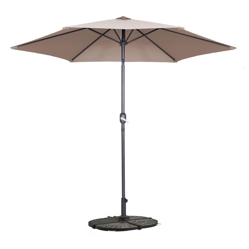Gerade neigbares Sonnenschirm-Set (Ø3 m) mit Klappfuß und 4 beschwerten Platten