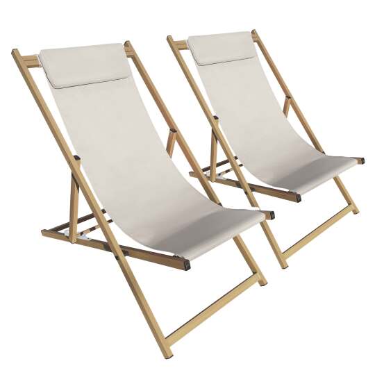 Set mit 2 Liegestühlen aus Aluminium, 4-fach neigbar
