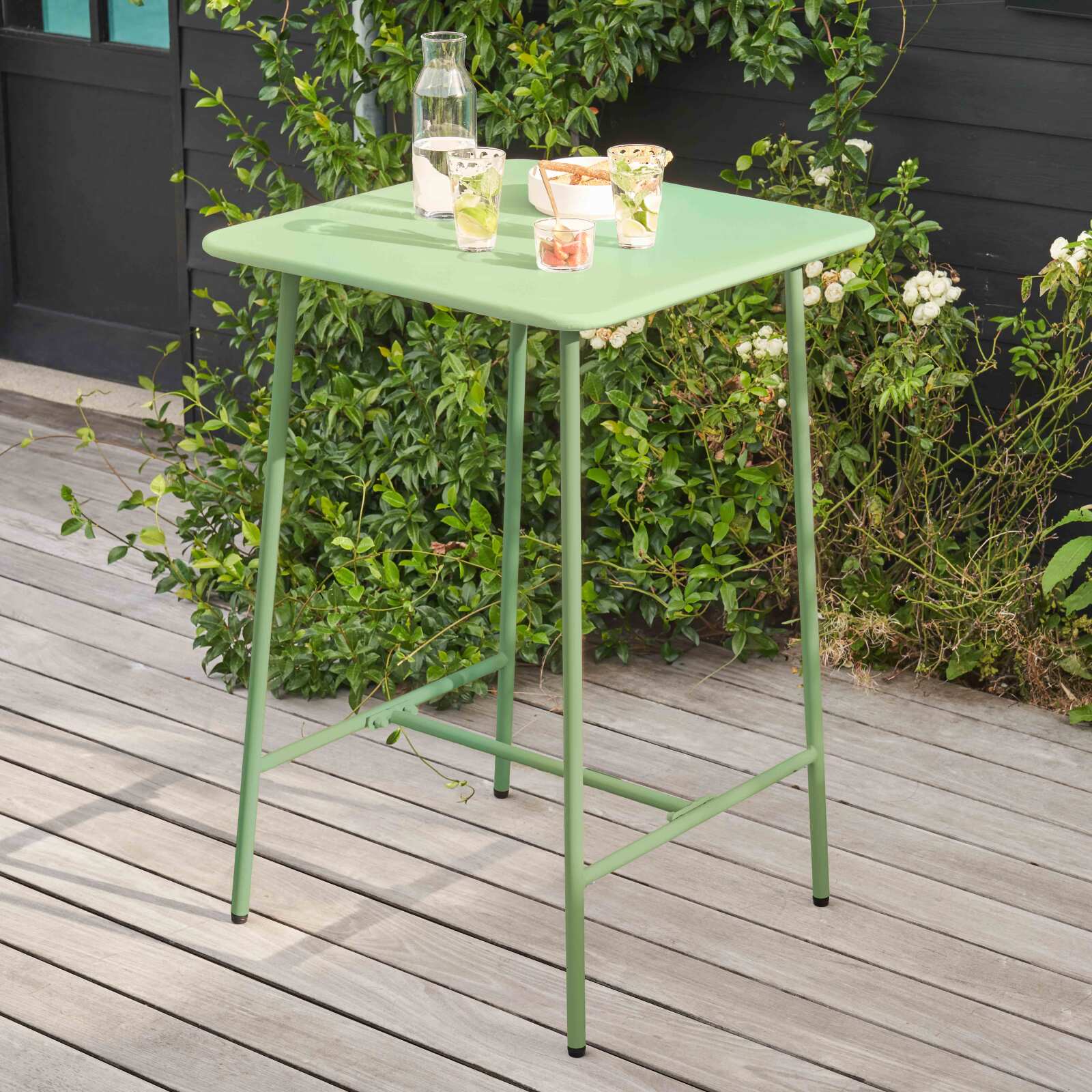 Table de restaurant haute carrée en métal (70 cm) - 4 places