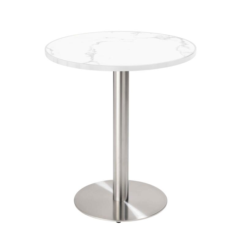 Runder Esstisch Ø 60 cm aus Sperrholz mit Laminatbezug und Aluminiumkanten