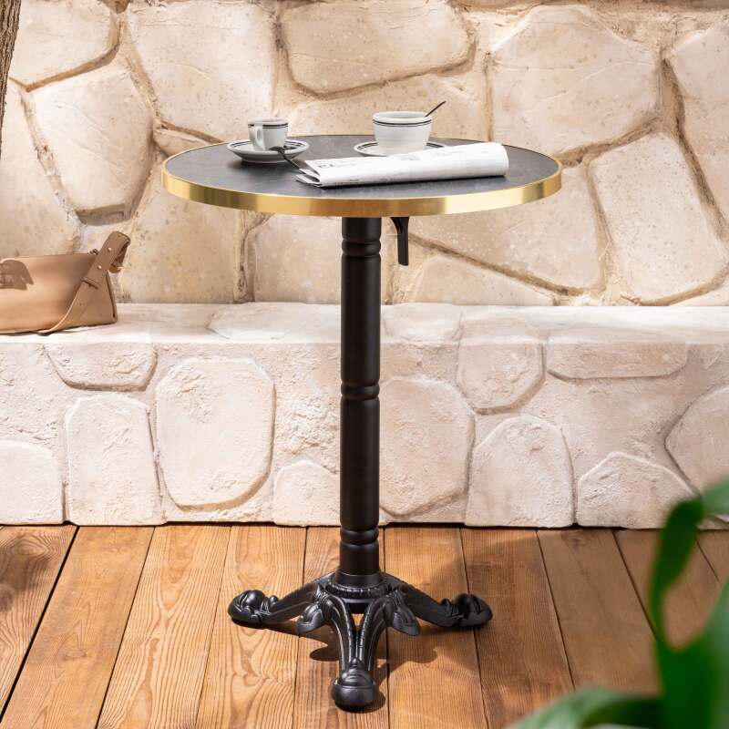 Runder Kipptisch mit Griff Ø 60 cm aus Sperrholz mit Laminatbelag und Aluminiumkanten