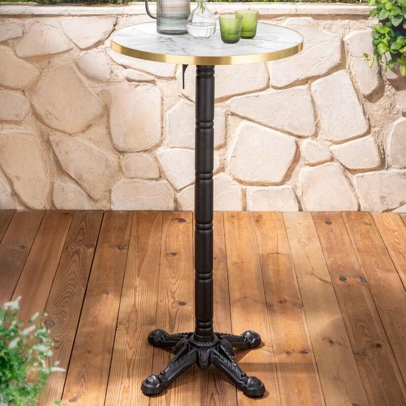 Hoher Kipptisch Ø 60 cm aus Sperrholz mit Laminatbelag und Aluminiumkanten