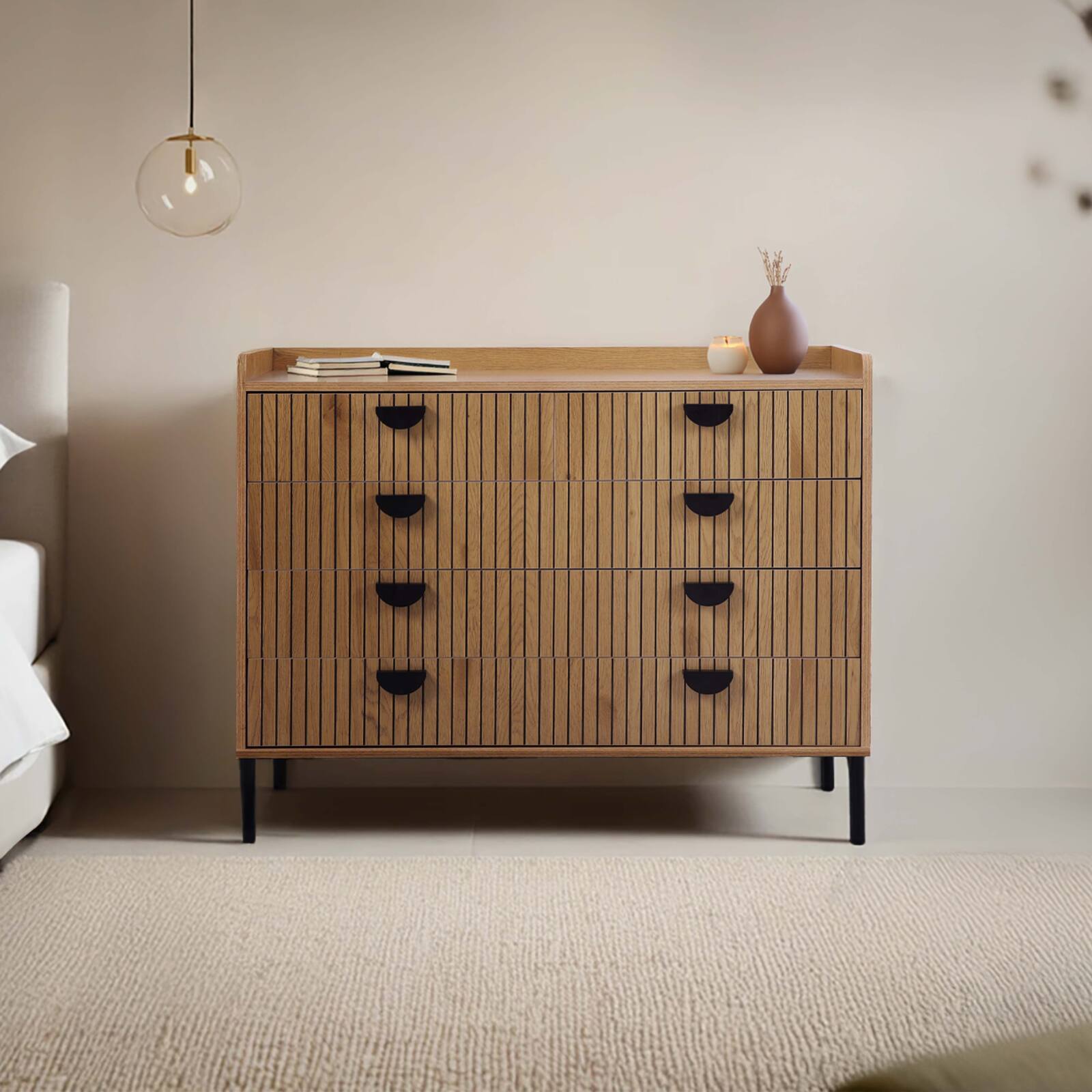 Kommode mit 5 Schubladen in MDF-Melamindekor 100 cm