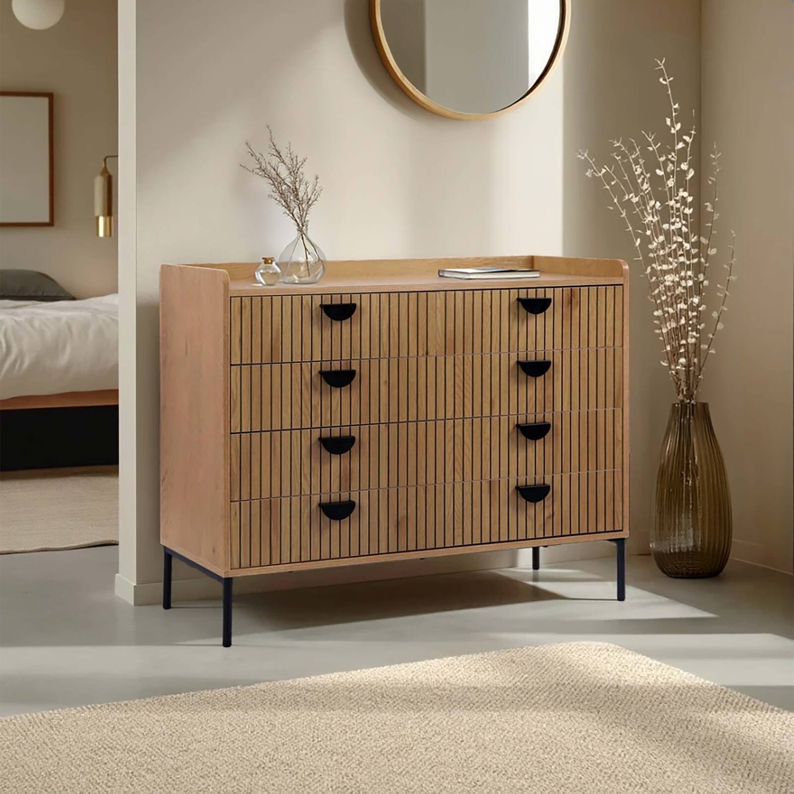 Kommode mit 5 Schubladen in MDF-Melamindekor 100 cm