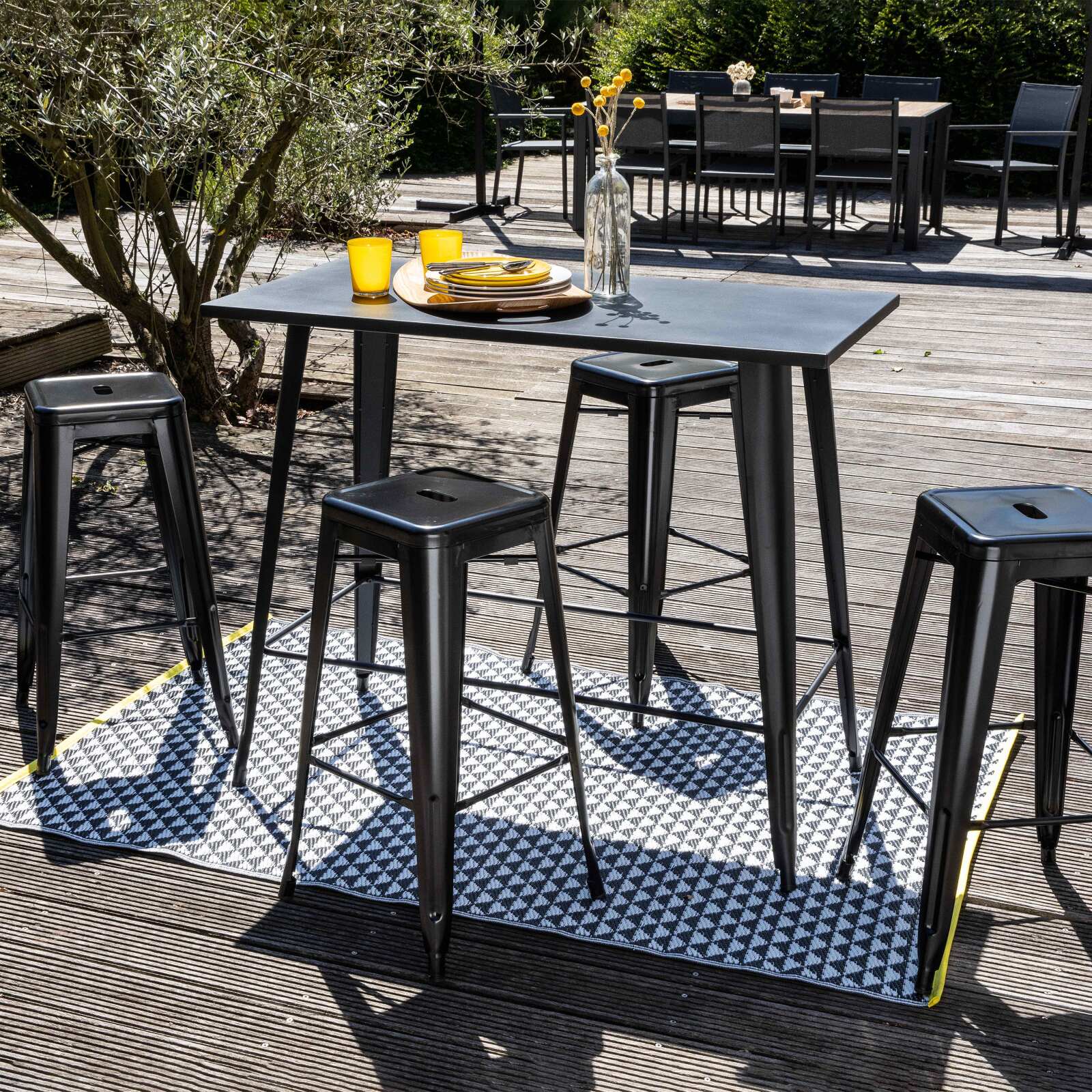 Rechteckiger Outdoor-Teppich mit doppelseitigen Mustern aus Polypropylen