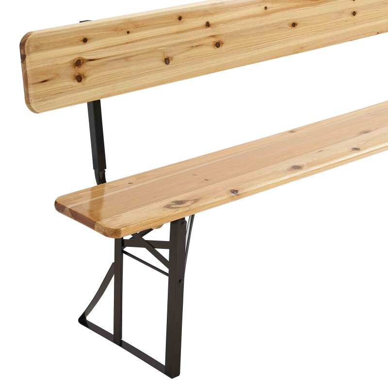 Set mit 2 klappbaren Brasserie-Bänken aus Holz mit Rückenlehne – 180 cm