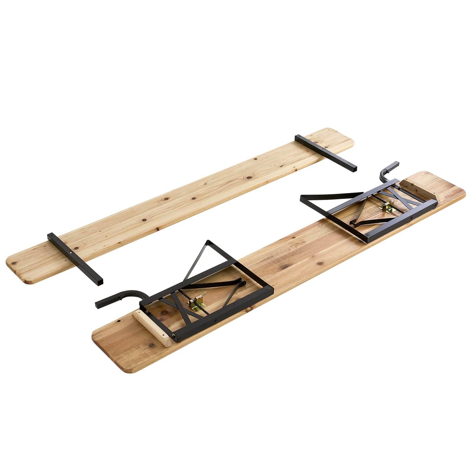 Set mit 2 klappbaren Brasserie-Bänken aus Holz mit Rückenlehne – 180 cm