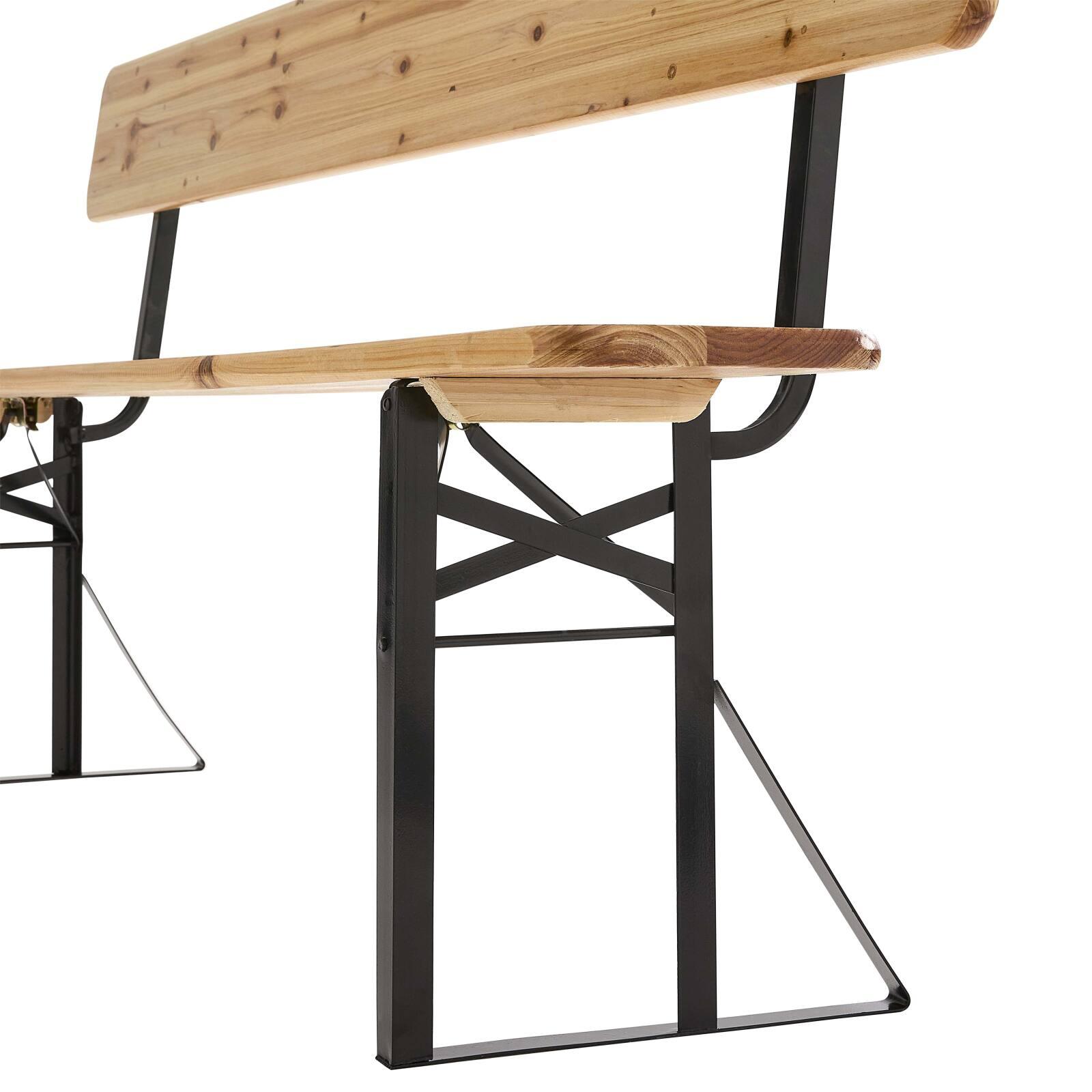 Set mit 2 klappbaren Brasserie-Bänken aus Holz mit Rückenlehne – 180 cm