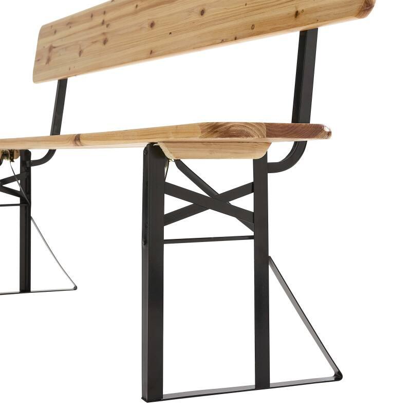 Set mit 2 klappbaren Brasserie-Bänken aus Holz mit Rückenlehne – 180 cm