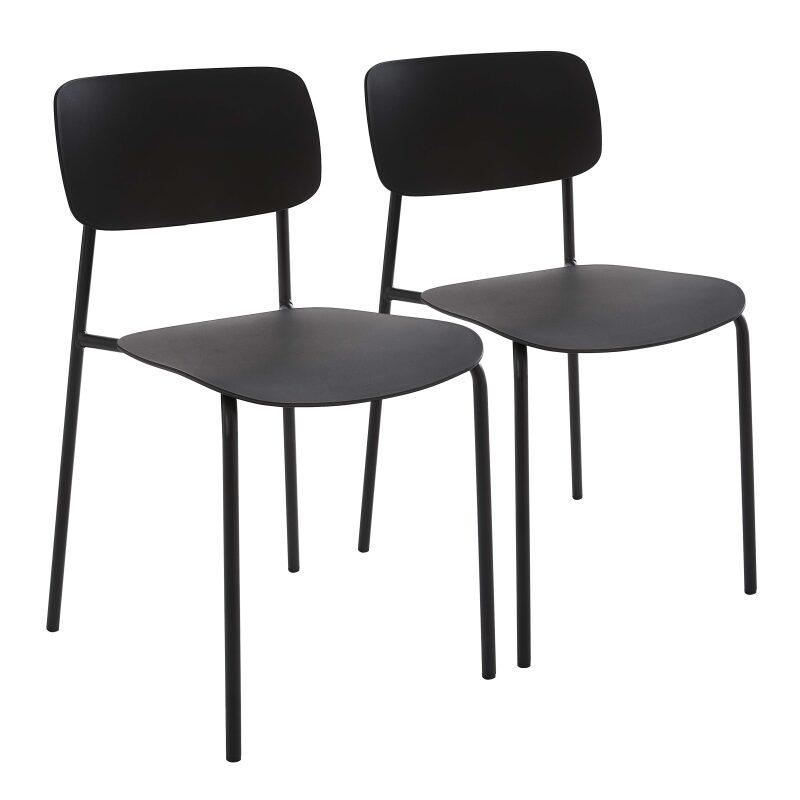 Set mit 2 modernen Stühlen aus Stahl und Kunststoff