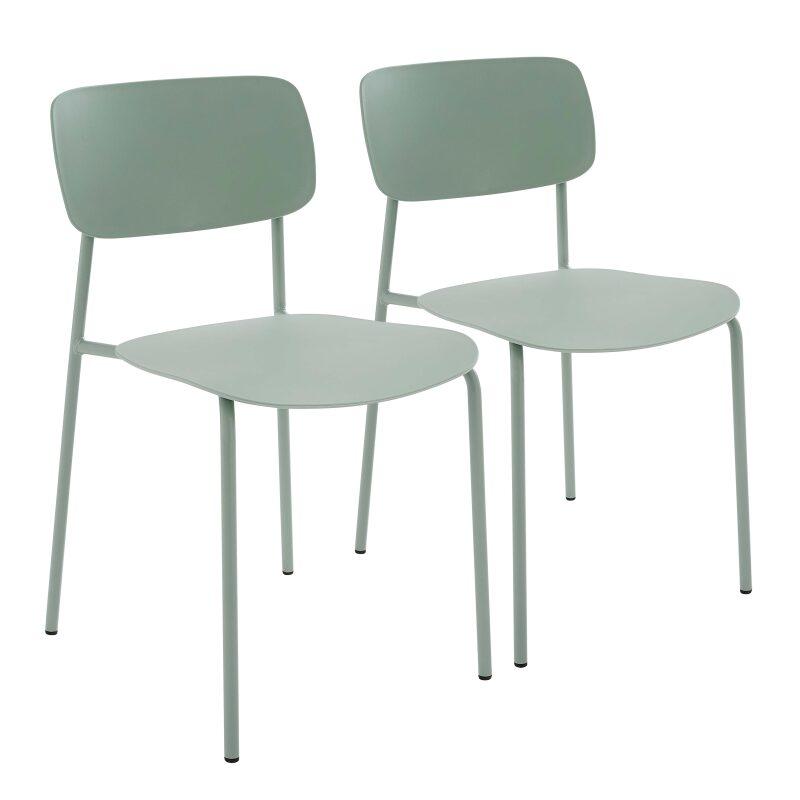 Set mit 2 modernen Stühlen aus Stahl und Kunststoff