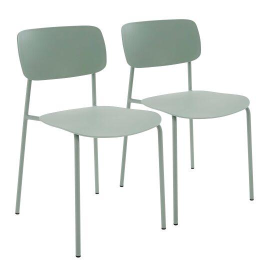 Set mit 2 modernen Stühlen aus Stahl und Kunststoff