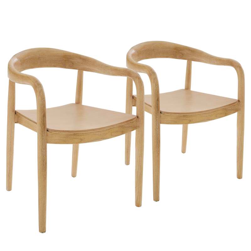 Set mit 2 Stühlen aus natürlichem Ulmenholz