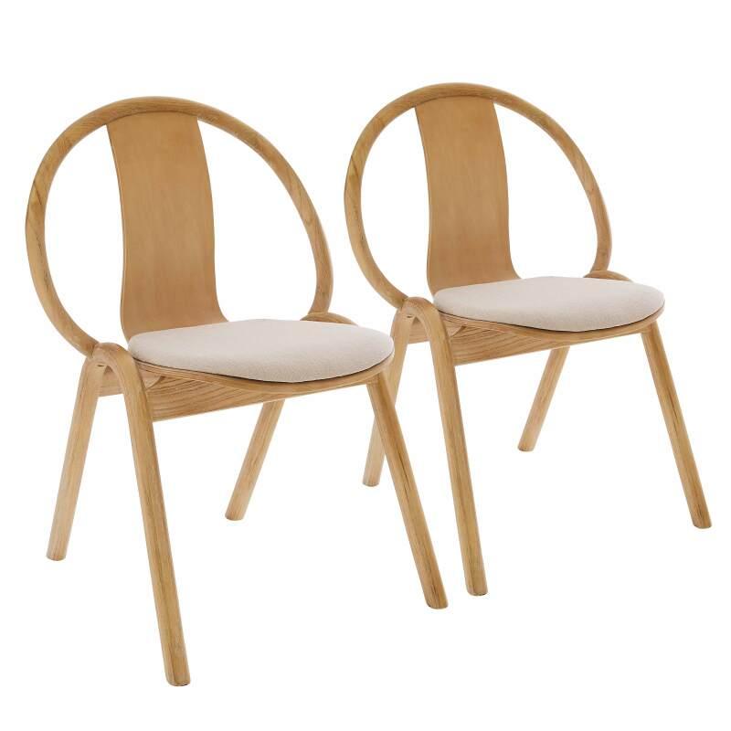 Set mit 2 Stühlen aus Ulmenholz und Stoffsitz