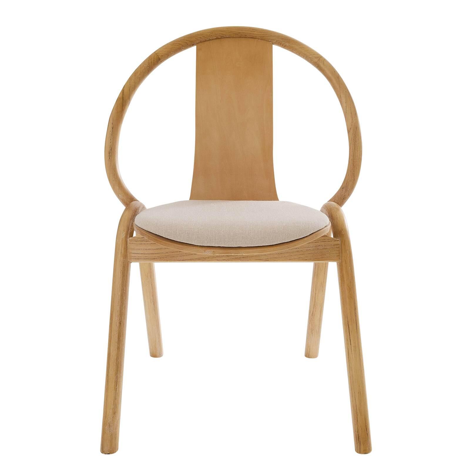 Set mit 2 Stühlen aus Ulmenholz und Stoffsitz