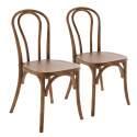 Set mit 2 Stühlen im Bistrostil aus dunklem Ulmenholz