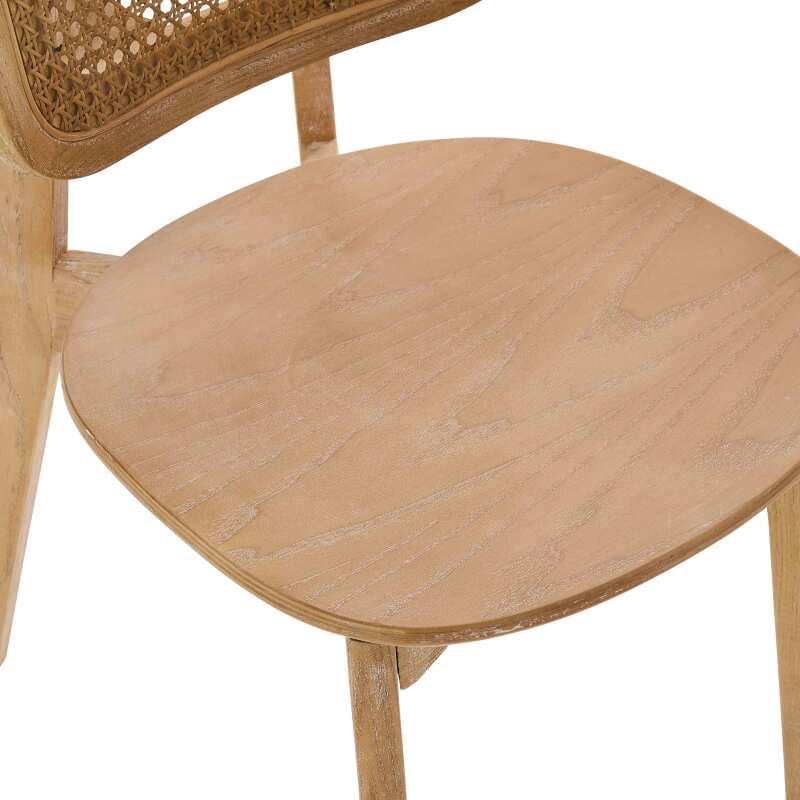 Set mit 2 Stühlen aus Ulmenholz und natürlichem Rattan