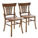 Set mit 2 Stühlen aus dunklem Ulmenholz