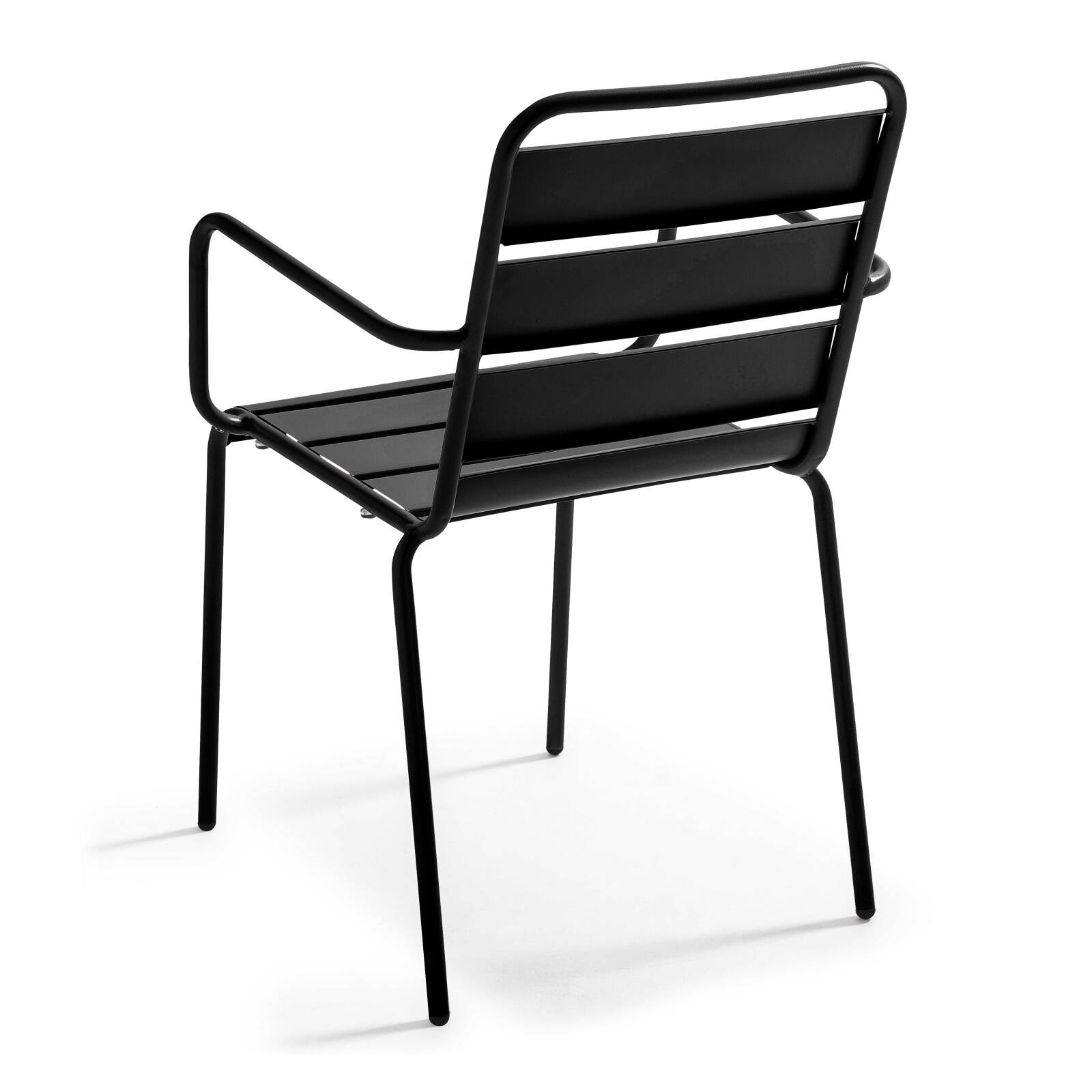 Esstisch 70 x 70 cm, integrierte Beine und 2 Metallstühle mit Armlehnen Esstisch 70 x 70 cm, integrierte Beine und 2 Metallstühle mit Armlehnen