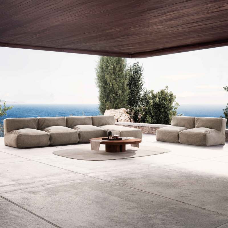 Modulare Gartenmöbel mit 5 Sesseln und 1 Chaiselongue 