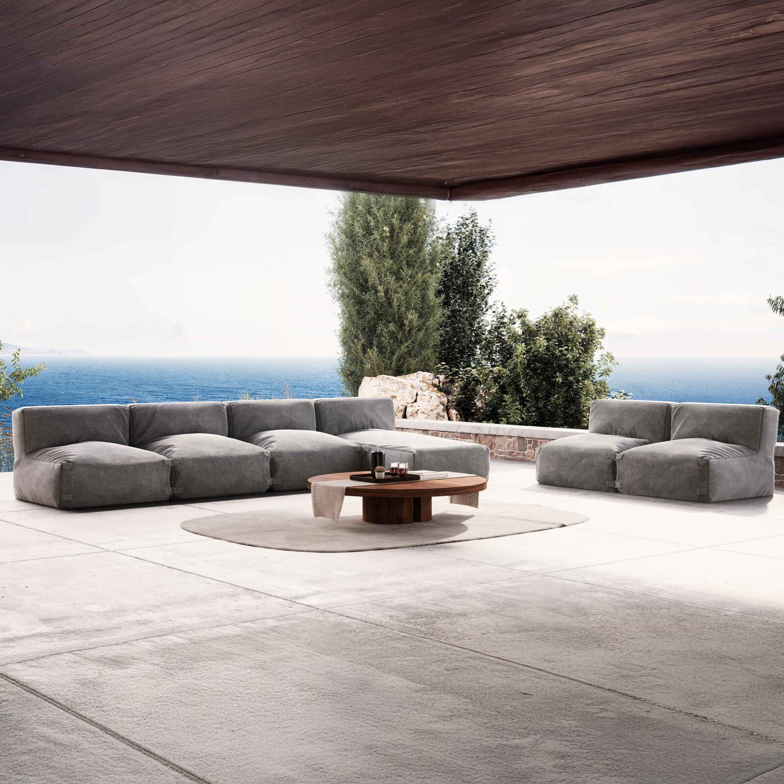 Modulare Gartenmöbel mit 5 Sesseln und 1 Chaiselongue Modulare Gartenmöbel mit 5 Sesseln und 1 Chaiselongue