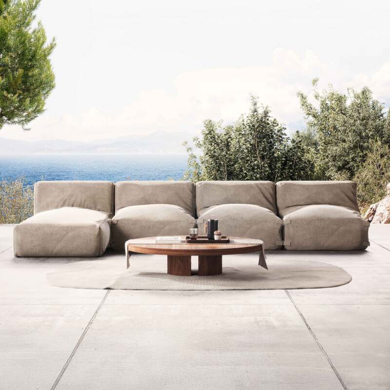 Modulare Gartenmöbel mit 3 Sesseln und 1 Chaiselongue 