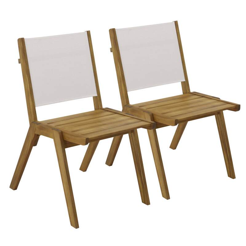 Gartenstuhl aus FSC®-Euklyptusholz und Textilene – 2er-Set