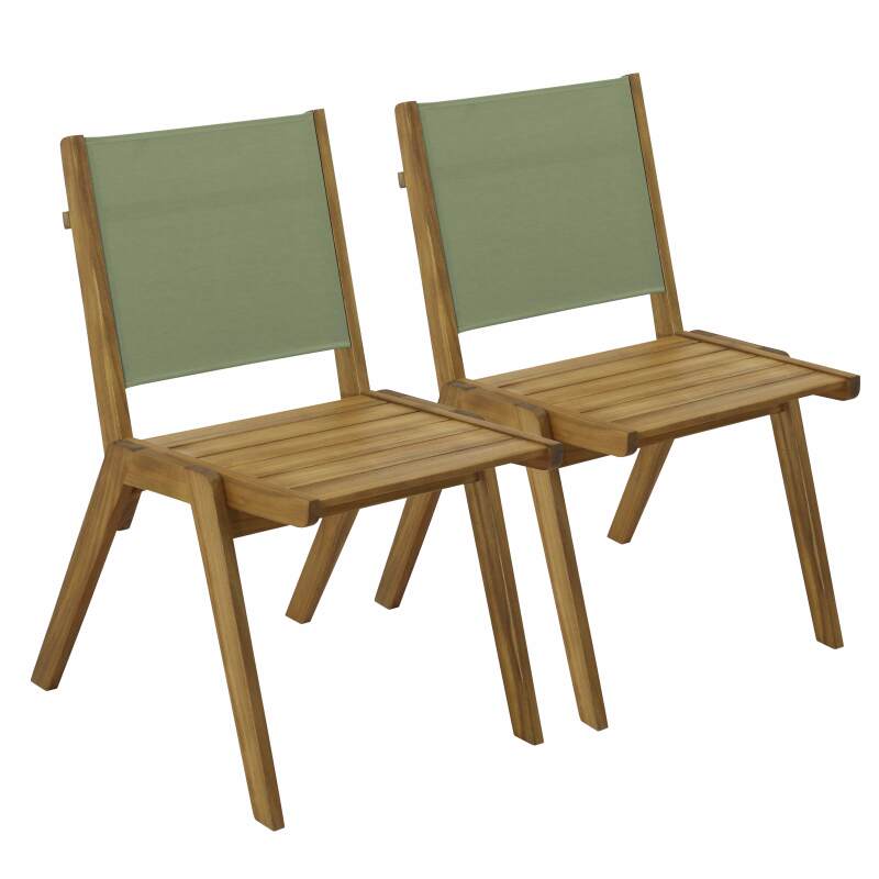 Gartenstuhl aus FSC®-Euklyptusholz und Textilene – 2er-Set