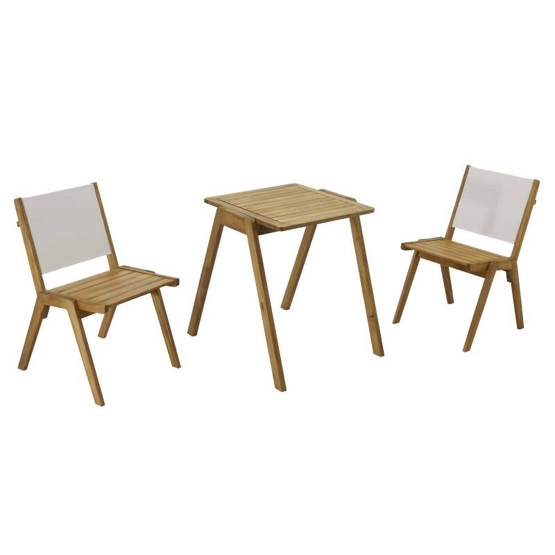 Quadratischer Gartentisch 67 x 80 x 76 cm aus FSC®-Eukalyptusholz und 2 Stühlen 