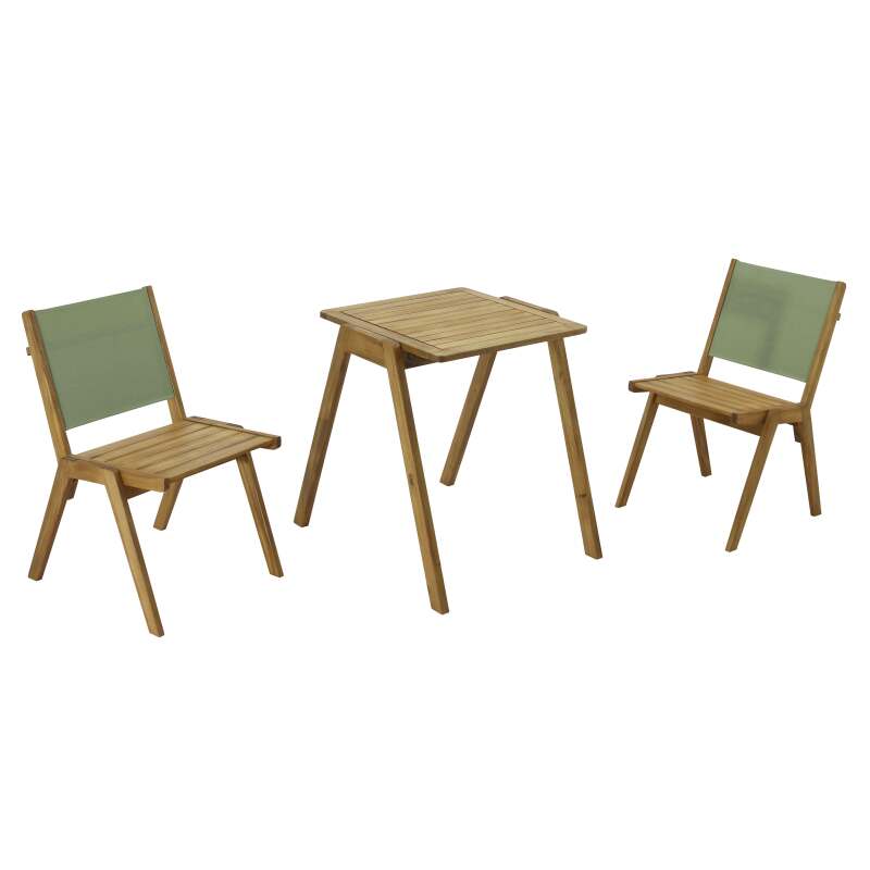 Quadratischer Gartentisch 67 x 80 x 76 cm aus FSC®-Eukalyptusholz und 2 Stühlen 