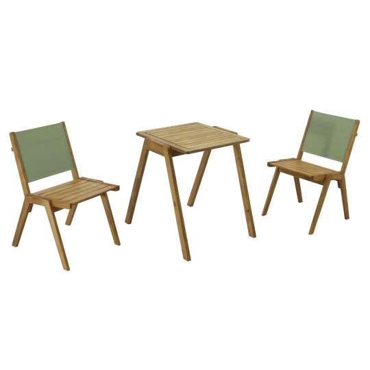 Quadratischer Gartentisch 67 x 80 x 76 cm aus FSC®-Eukalyptusholz und 2 Stühlen