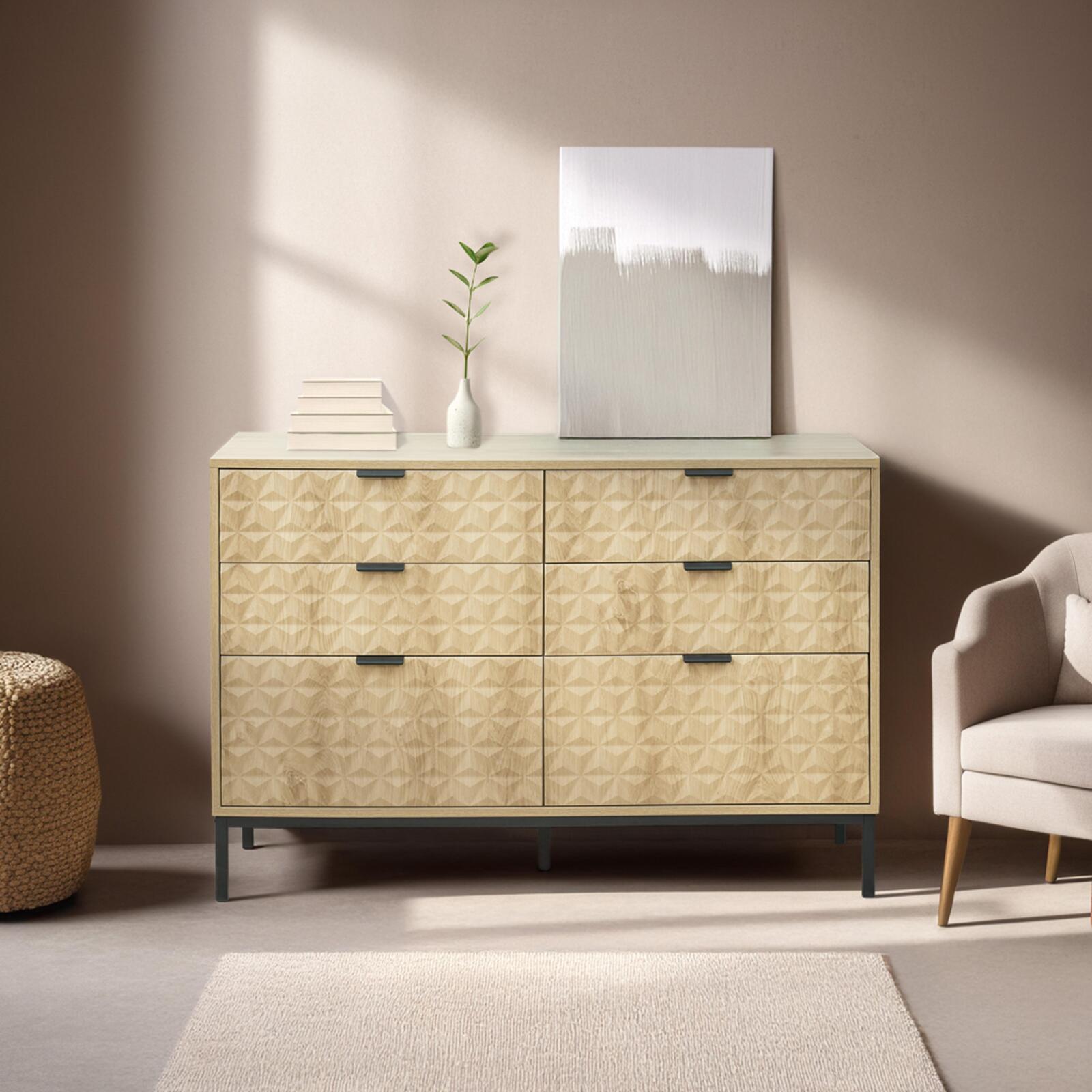 Kommode mit 6 Schubladen in MDF-Melamindekor 112 cm